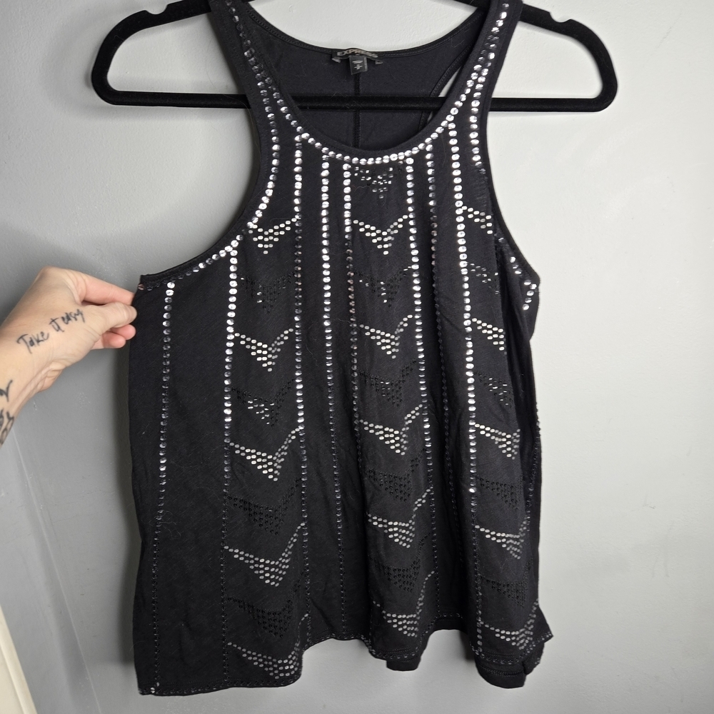 Express Black Embellished Tank Top Studded Rhinestone Sleeveless Small Work